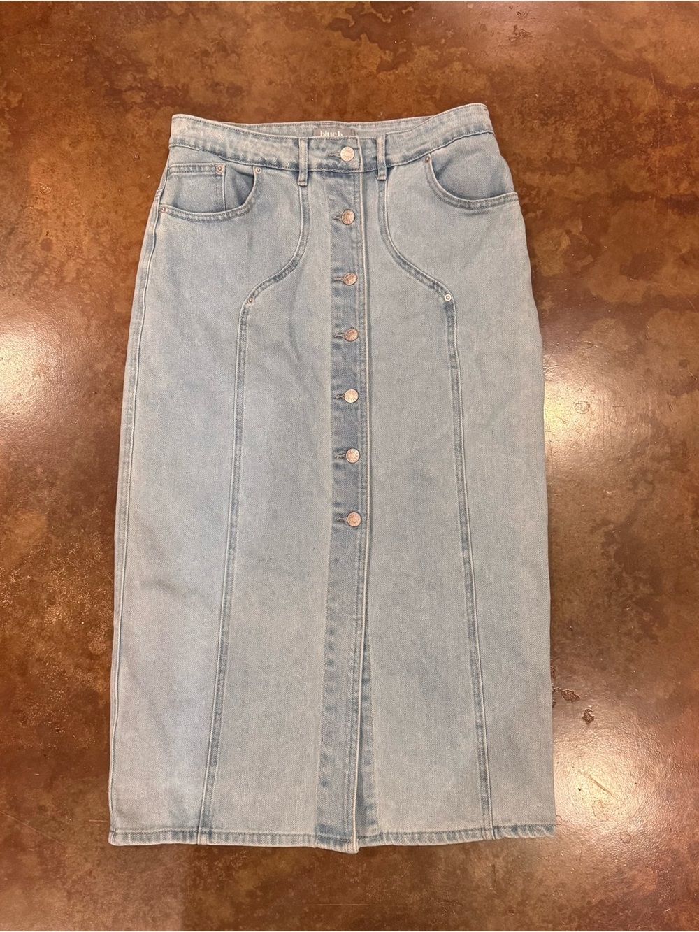Blueb. Collection Midi Denim Skirt with Slit